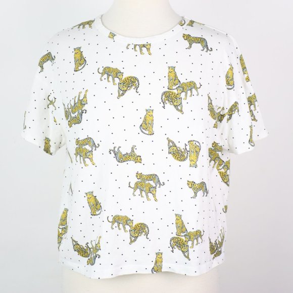 Zara Tops - ZARA Cheetah Polka Dot Crop Tee Shirt SMALL